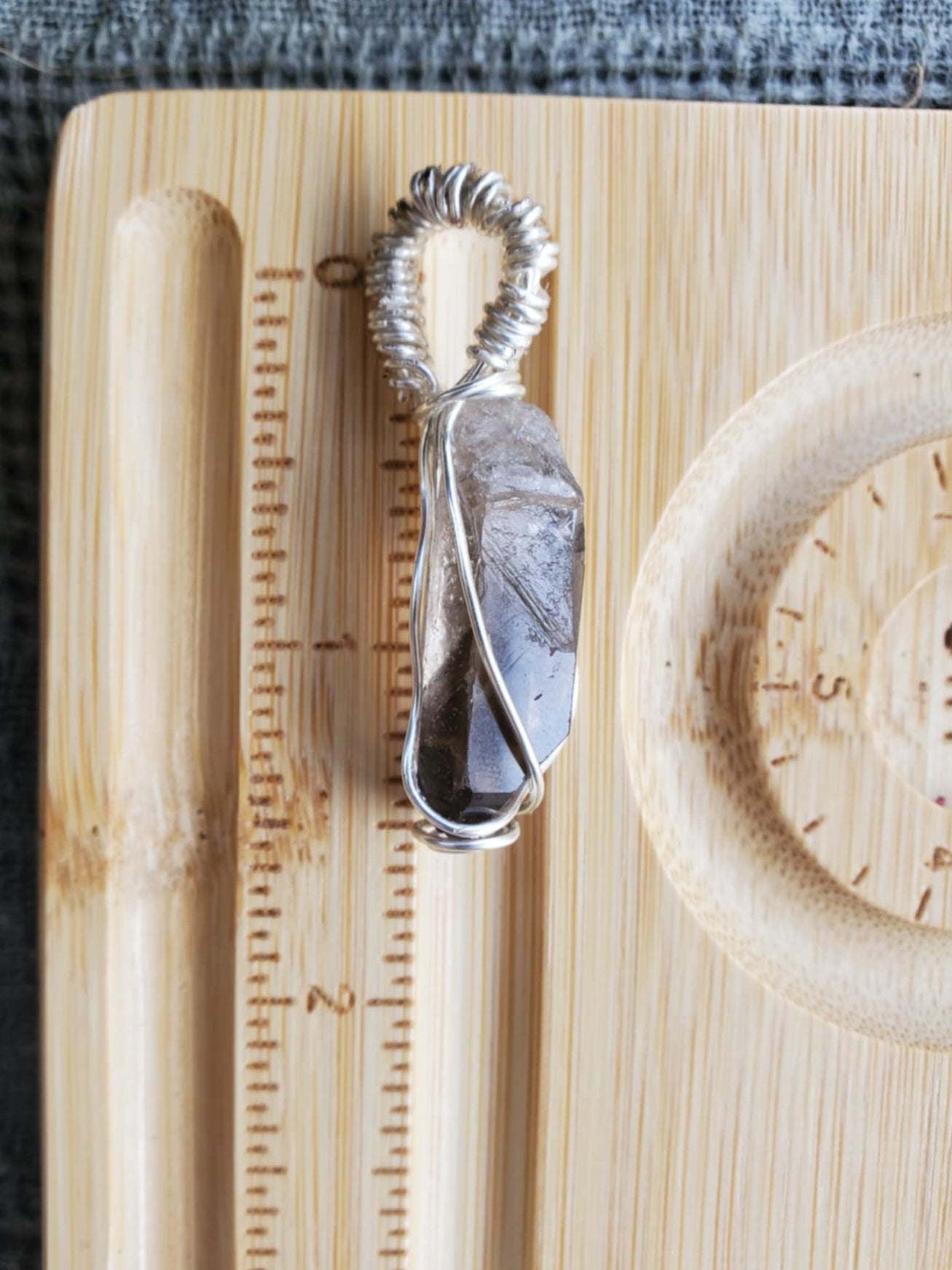 Smoky Quartz Point in Silver Wire