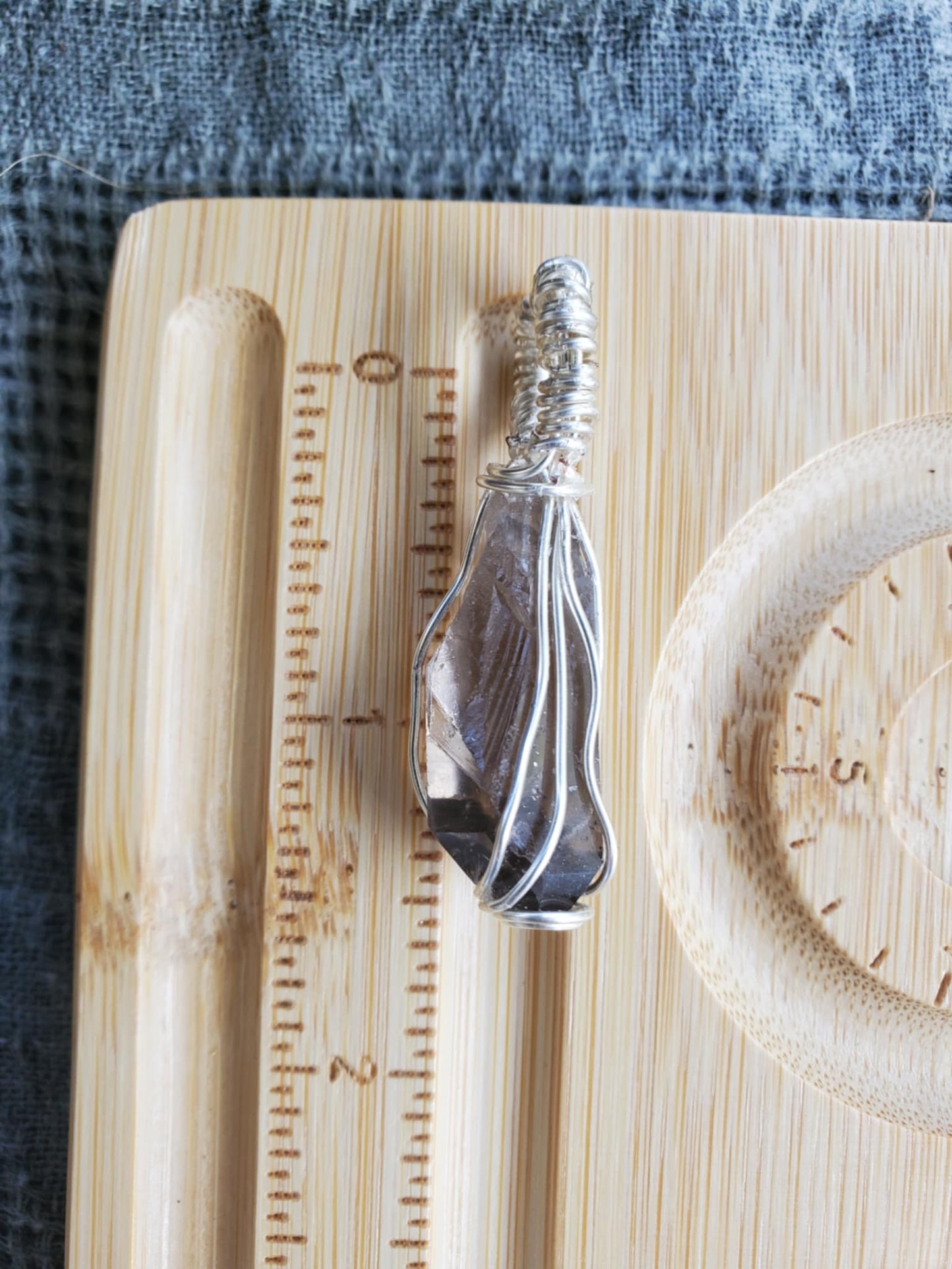 Smoky Quartz Point in Silver Wire
