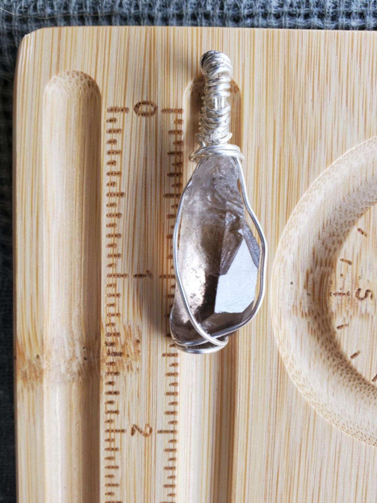 Smoky Quartz Point in Silver Wire