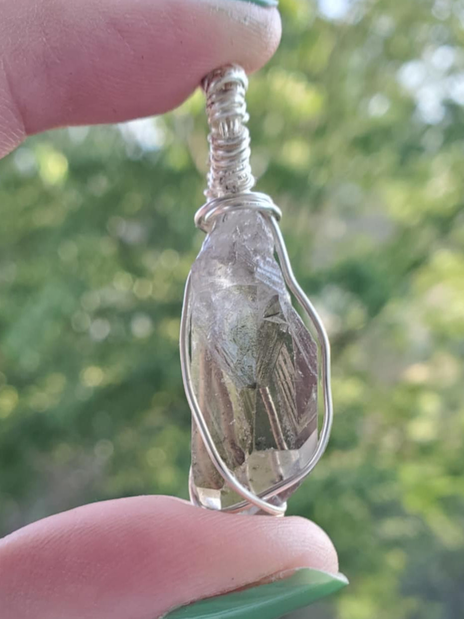 Smoky Quartz Point in Silver Wire