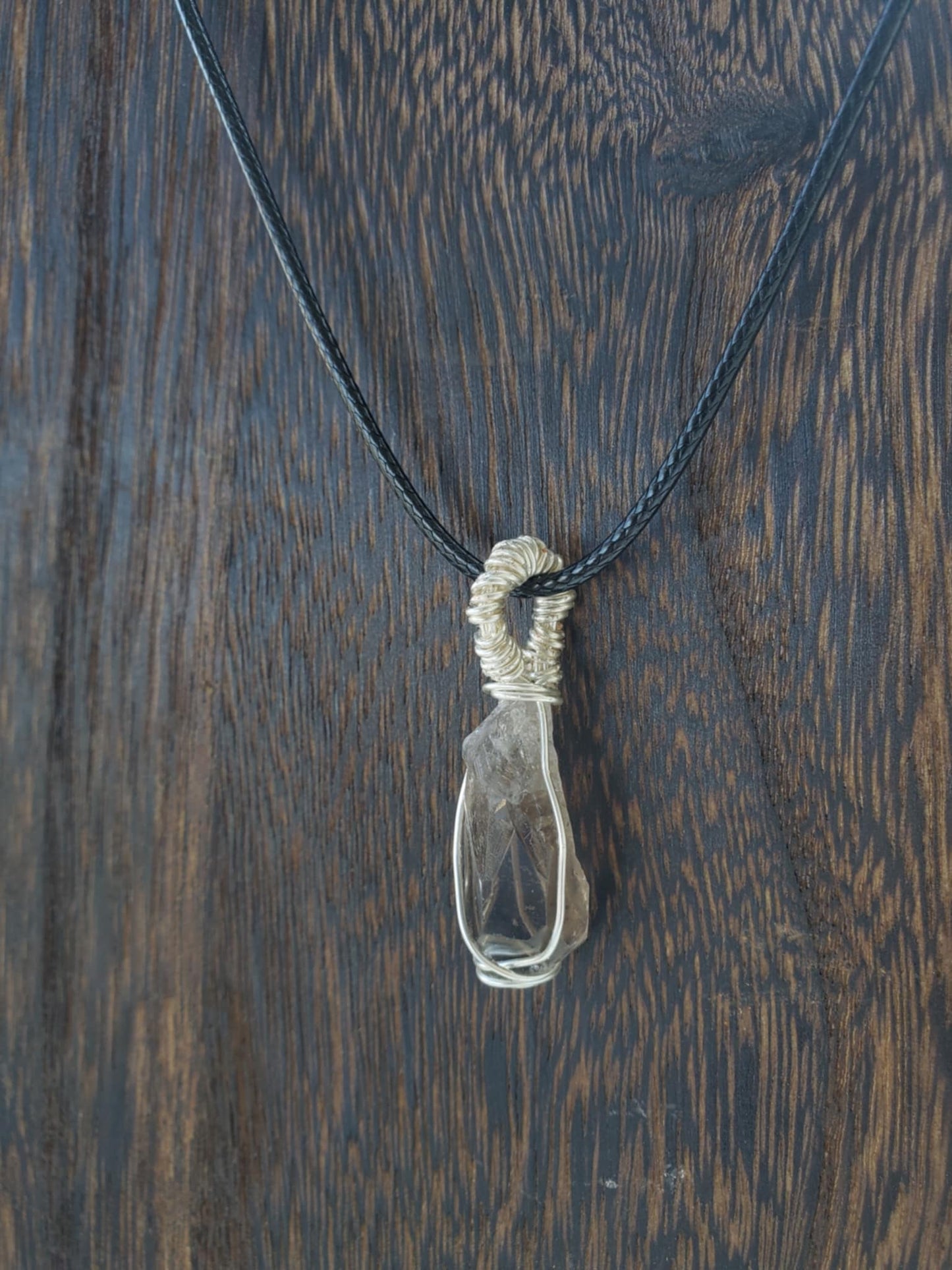 Smoky Quartz Point in Silver Wire